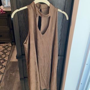 Suede like brown sleeveless dress